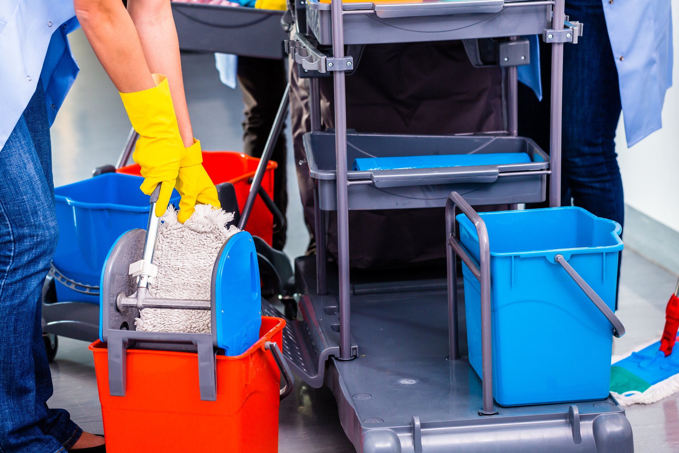 Cleaning Ladies Mopping Floor